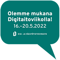 Bannerikuva, puhekupla: "Olemme mukana Digitaitoviikolla! 16.-20.5.2022