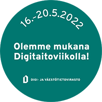 Bannerikuva, pyöreä: "Olemme mukana Digitaitoviikolla! 16.-20.5.2022