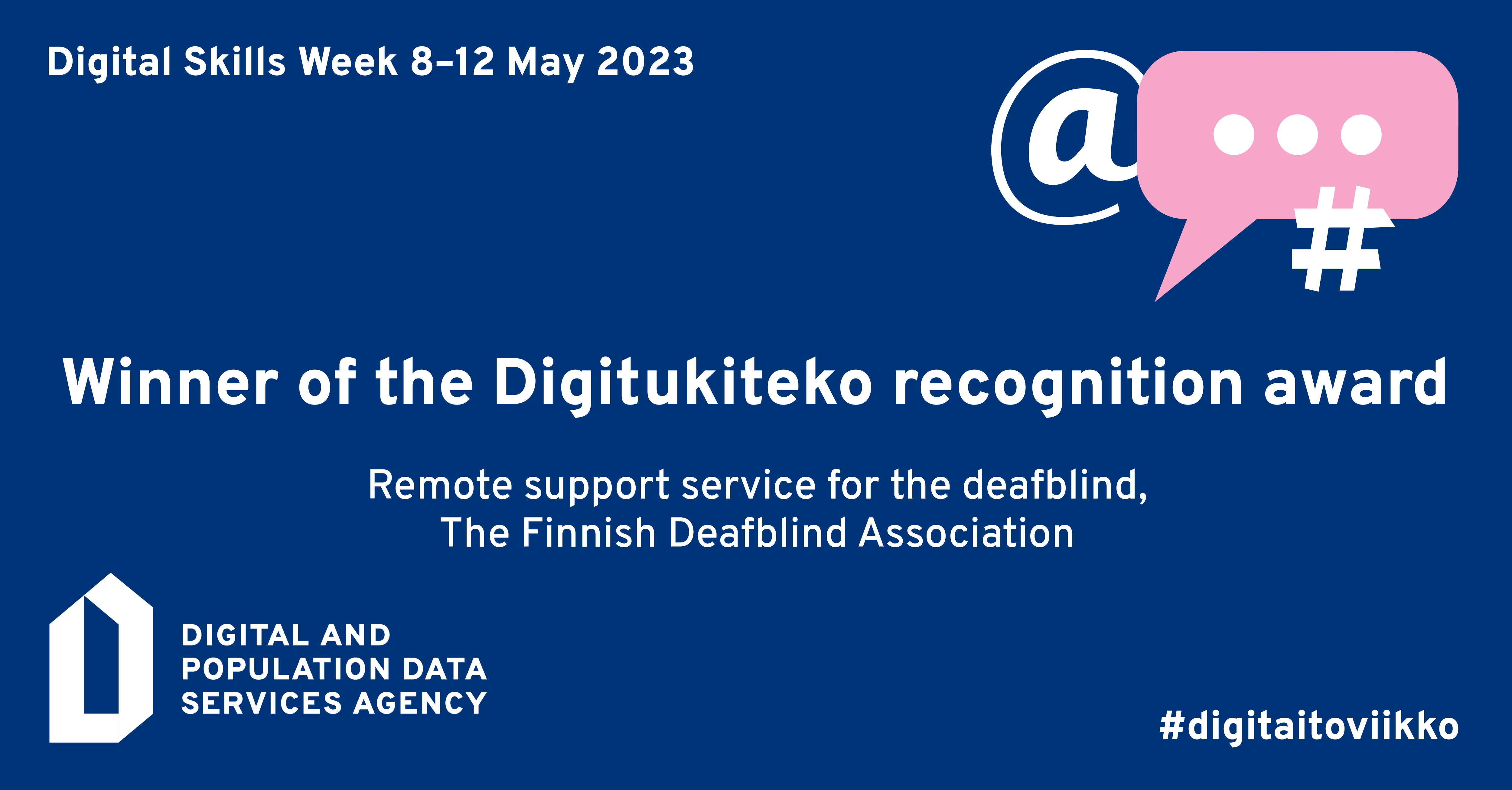 Digitukiteko recognition award of 2023 to the Remote support service for the deaf-blind people  #digitaitoviikko