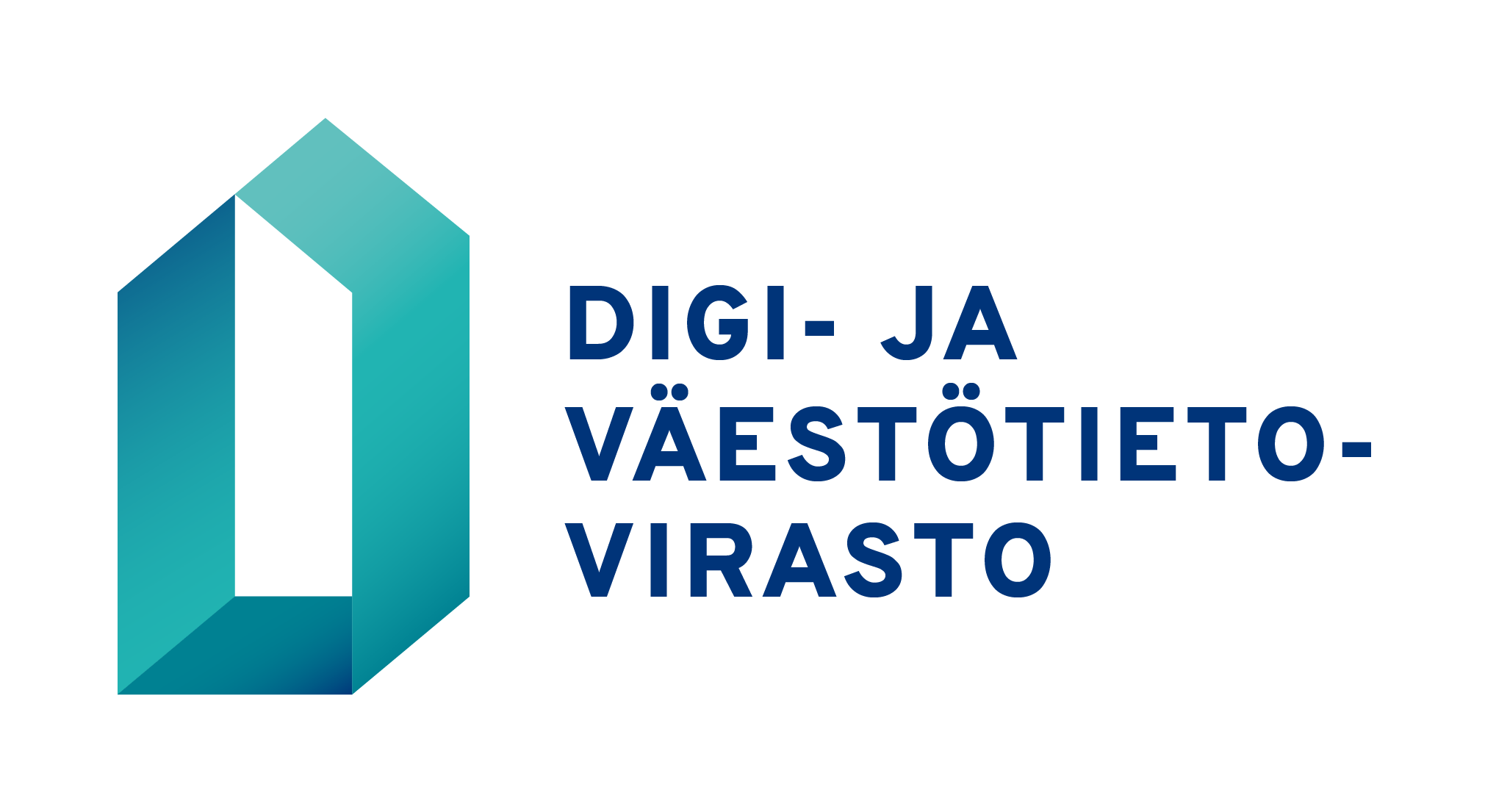 Logotyp: Myndigheten för digitalisering och befolkningsdata. Logotyp på finska, normal format