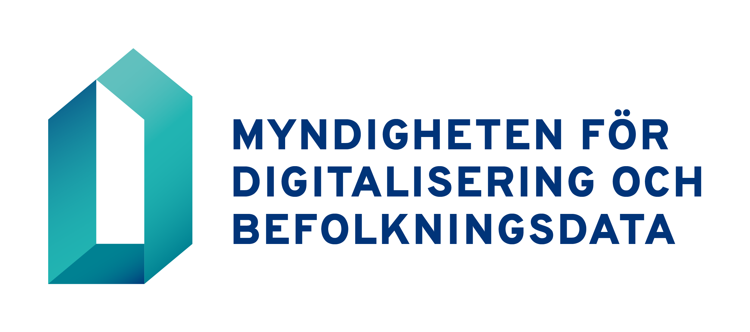 Logotyp: Myndigheten för digitalisering och befolkningsdata. Logotyp på svenska, normal format