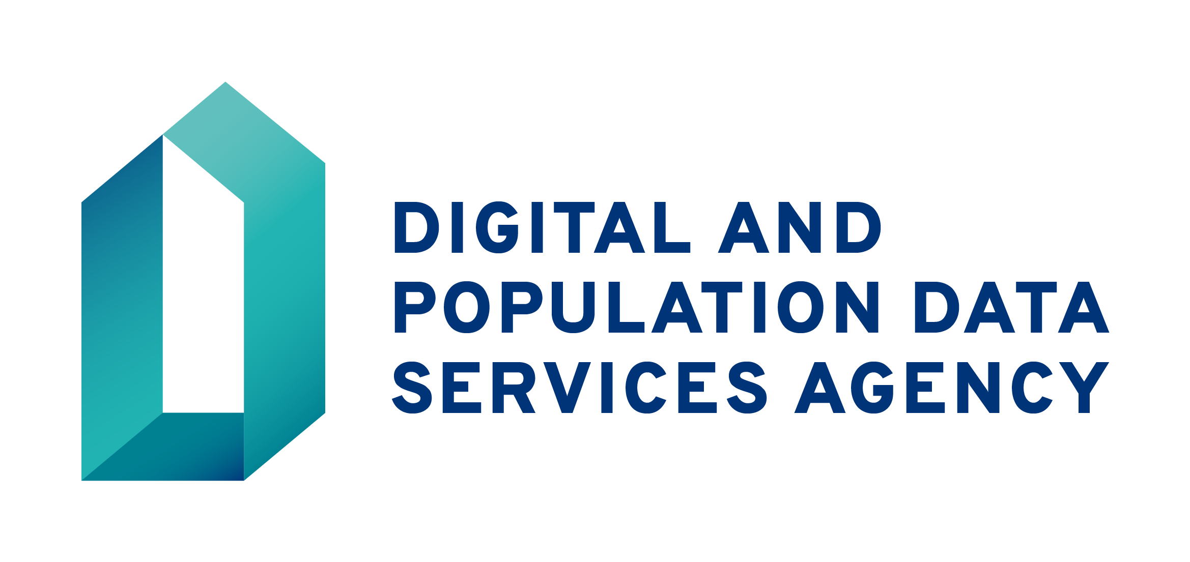 Logotyp: Myndigheten för digitalisering och befolkningsdata. Logotyp på engelska, normal format