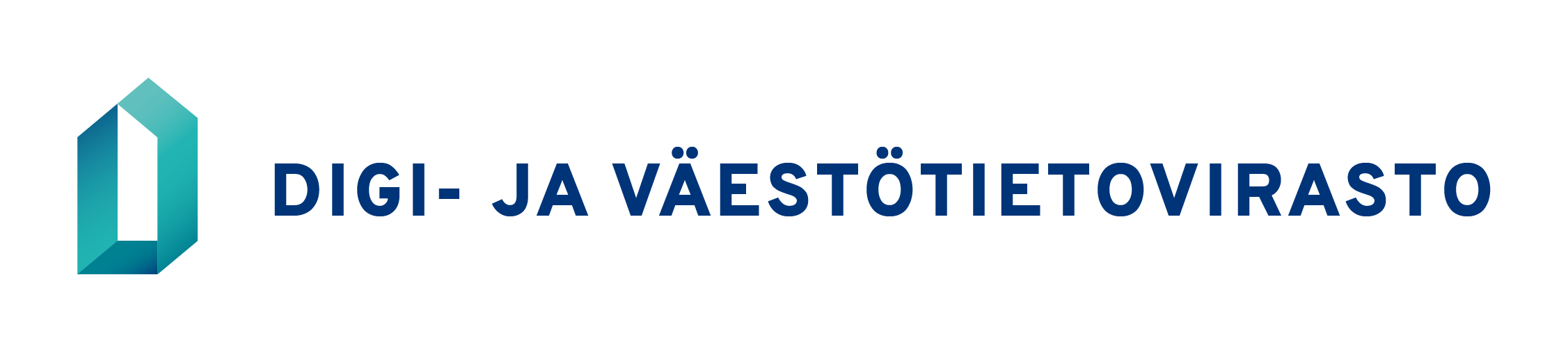 Logotyp: Myndigheten för digitalisering och befolkningsdata. Logotyp på finska, horisontell