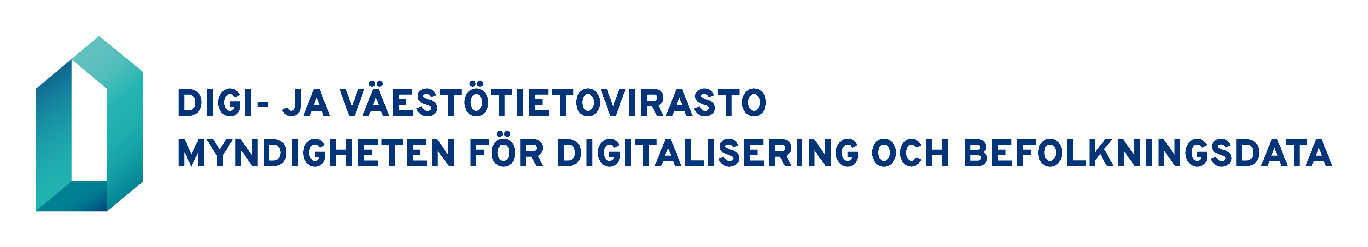 Logotyp: Myndigheten för digitalisering och befolkningsdata. Tvåspråkig logotyp: finska-svenska