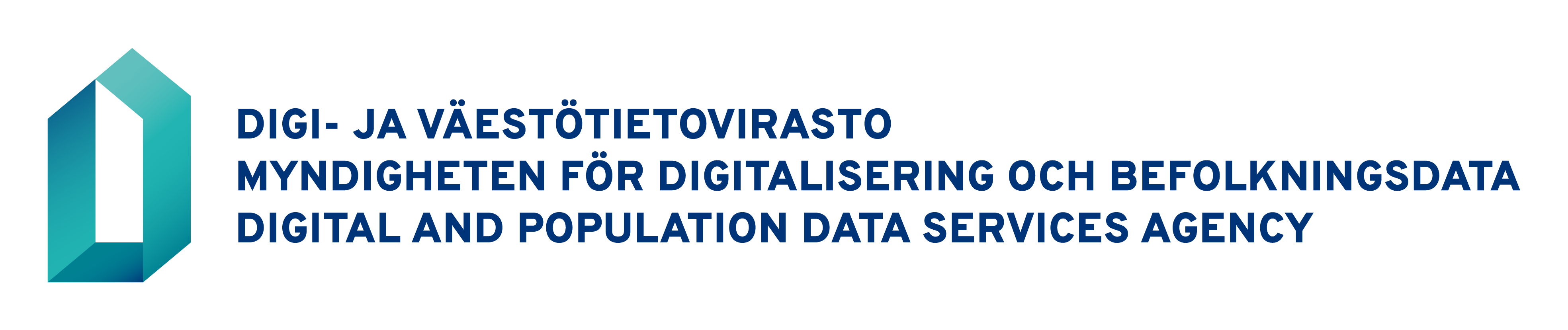 Logotyp: Myndigheten för digitalisering och befolkningsdata. Trespråkig logotyp: finska-svenska-engelska