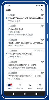 A snapshot of the Suomi.fi mobile application