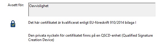 Avsnittet Avsett för, där det står ”Oavvislighet” i fältet.