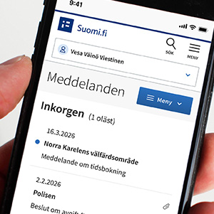 I bilden ser du inkorgen i Suomi.fi-meddelanden.