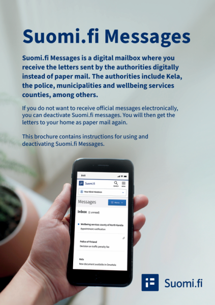 Brochure of Suomi.fi-messages: How to turn on and off Suomi.fi-messages
